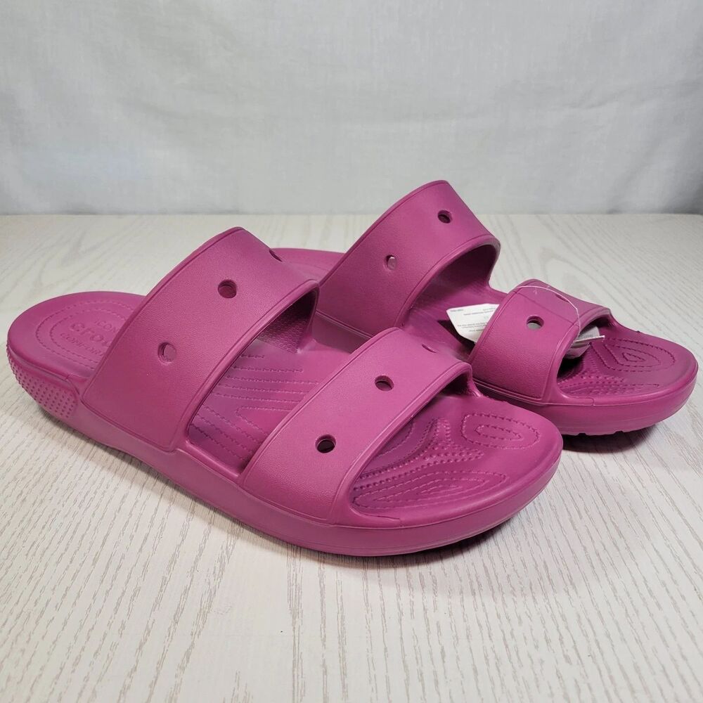 Crocs Classic 2 Strap Slide  Sandal Men’s Size 14 Think Pink Slide Fuchsia Fun